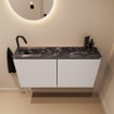 MONDIAZ TURE-DLUX Meuble WC 100cm Linen. Lavabo EDEN Lava position gauche. Avec 1 trou de robinet. SW1103879