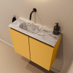 MONDIAZ TURE-DLUX Meuble toilette - 60cm - Ocher - EDEN - vasque Glace - position gauche - sans trou de robinet SW1103375