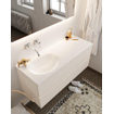 Mondiaz VICA ensemble de meuble de salle de bain - 120cm - meuble sous-vasque lin - 2 tiroirs - lavabo lune gauche - sans trou de robinet - miroir LED - version XL 60cm de haut SW1098329