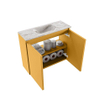 MONDIAZ TURE-DLUX Meuble de toilettes 60cm Ocher. Lavabo EDEN Glace position milieu. Avec 1 trou de robinet. SW1103393