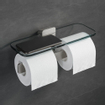 Geesa Shift Porte-papier toilette double avec tablette Inox brossé et verre transparent SW641397