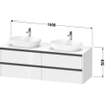 Duravit Ketho 2 meuble sous-lavabo avec plan console avec 4 tiroirs pour vasque à poser à droite 160x55x56.8cm avec poignées anthracite chêne naturel mat SW772031