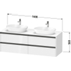Duravit ketho 2 meuble sous lavabo avec plaque console avec 4 tiroirs pour lavabo à droite 160x55x56.8cm avec poignées anthracite chêne naturel mat SW772031