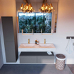 Mondiaz ALAN-DLUX Ensemble de meuble - 120cm - meuble Plata mat - 2 tiroirs - Lavabo Cloud Opalo suspendu - vasque Gauche et droite - 2 trous de robinet SW807053