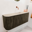 Mondiaz JOYA-DLUX Meuble de salle de bains 103.2cm - arrondi gauche et droite couleur Shadow - Vasque FAYE position Milieu Sans trou de robinet couleur Frappe SW1422713
