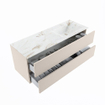 Mondiaz VICA-DLUX Ensemble de meuble de salle de bain - 130cm - meuble sous-vasque lin - 2 tiroirs - lavabo encastrée cloud droite - sans trous de robinet - version haute de 60cm - frape SW1088961