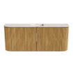 Mondiaz JOYA-DLUX 103.2cm toiletmeubel - ronding links en rechts kleur Oak - Wastafel FAYE positie Midden 1 kraangat kleur Frappe. SW1421944