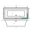 Xenz Society Duobad - 180x80x53 - afvoer Midden - acryl - ebony SW103074