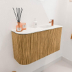 Mondiaz JOYA 71.6cm toiletmeubel - ronding links kleur Oak - Wastafel FAYE positie Rechts 1 kraangat kleur Talc. SW1421129