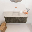 Mondiaz JOYA-DLUX Meuble de toilette 83.2cm - arrondi gauche et droite couleur Shadow - Vasque FAYE position Milieu Sans trou de robinet couleur Opalo SW1422960