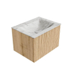 MONDIAZ KURVE-DLUX 60cm Meuble salle de bain - couleur Oak - 1 tiroir - vasque CLOUD centre - sans trou de robinet - couleur Glace SW1137963