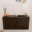 Mondiaz JOYA-DLUX 80cm toiletmeubel - kleur Walnut - Wastafel FAYE positie Rechts 1 kraangat kleur Lava. SW1422503