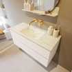 MONDIAZ VICA-DLUX Ensemble meuble de salle de bains - 110cm - meuble bas talc - 2 tiroirs - lavabo encastré cloud central - sans trous de robinetterie - version haute 60cm - opalo SW1088479