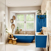 Mondiaz VICA ensemble de meuble de salle de bain - 130cm - meuble sous-vasque jeans - 2 tiroirs - lavabo cloud gauche - 1 trou de robinet - couleur talc - miroir LED - version XL 60cm de haut SW1095566