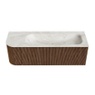 MONDIAZ KURVE-DLUX 135cm Meuble salle de bain avec module 25 G - couleur Walnut - 1 tiroir - 1 porte - vasque BIG MEDIUM droite - 1 trou de robinet - couleur Ostra SW1137829