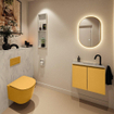 MONDIAZ TURE-DLUX meuble WC 60 cm Ocher. EDEN lavabo Opalo position droite. Avec 1 trou de robinet. SW1104457
