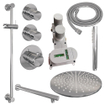 Brauer Chrome Edition Ensemble de douche de pluie encastré - douche de tête 30 cm - 3 boutons lisses - bras mural droit - barre de douche - douchette bâton 1 jet - chrome SW398022