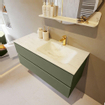 Mondiaz VICA-DLUX ensemble de meuble de salle de bain - 110cm - meuble sous-vasque armée - 2 tiroirs - lavabo encastré nuage droite - 1 trou de robinet - version haute 60cm - opalo SW1086484