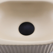QeramiQ Fuente Ensemble de lavabo - 40x21.5x12cm - gauche - nervuré - demi-rond - 1 trou de robinet - céramique - robinet de lavabo noir mat - bonde - siphon abaissé - beige SW1232889