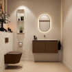 MONDIAZ TURE-DLUX Meuble toilette - 100cm - Rust - EDEN - vasque Ostra - position centrale - sans trou de robinet SW1105065