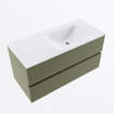 Mondiaz VICA ensemble de meuble de salle de bain - 100cm - meuble sous-vasque armée - 2 tiroirs - lavabo nuage droite - sans trous de robinet - version haute 60cm - talc SW1085230