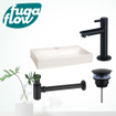 FugaFlow Eccelente Arredo fonteinset - 38x7x24cm - 1 kraangat - keramiek - fonteinkraan zwart mat - glans wit - Black Friday - SW1125282