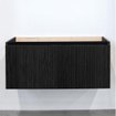 Adema Holz Ensemble de meuble - 100cm - 1 vasque en céramique Blanc - 1 trou de robinet - 1 tiroir - avec armoire de toilette - Chocolate (Noir) SW857529