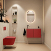 MONDIAZ TURE-DLUX Meuble toilette - 80cm - Fire - EDEN - vasque Ostra - position gauche - 1 trou de robinet SW1104833