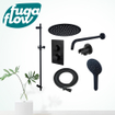 FugaFlow Eccelente Sobrado Ensemble de douche pluie encastrable - thermostatique - bras mural - barre curseur - pommeau 25cm - douchette ronde - Noir mat SW1124078