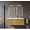Royal Plaza Terra Badkamermeubelset - 140x47x46cm - keramische wastafel wit glans - 2 wasbakken - 2 kraangaten - 4 lades - sandwood (licht eiken) SW1441219