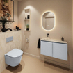 MONDIAZ TURE-DLUX Meuble toilette - 80cm - Clay - EDEN - vasque Ostra - position gauche - sans trou de robinet SW1104788