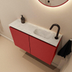 MONDIAZ TURE-DLUX Meuble toilette - 80cm - Fire - EDEN - vasque Opalo - position droite - 1 trou de robinet SW1104310