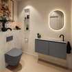 MONDIAZ TURE-DLUX 100cm toiletmeubel Dark Grey. EDEN wastafel Opalo positie rechts. Met 1 kraangat. SW1104307