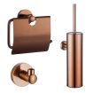 FugaFlow Eccelente Acces Toiletset - toiletborstelhouder - gesloten - handdoekhaak - toiletrolhouder - met klep - geborsteld koper SW1450566