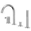 IVY Pact Combinaison de bord de baignoire - 4 trous - mitigeur - bec pivotant - douchette extractible - Chrome SW1031232