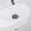 QeramiQ Fuente Ensemble de Lavabo - 40x21.5x12cm - lisse - demi-rond - céramique - ensemble de robinet gunmetal - bouchon de vidange - siphon abaissé - blanc mat SW1233115