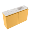 MONDIAZ TURE-DLUX Meuble toilette - 80cm - Ocher - EDEN - vasque Glace - position droite - 1 trou de robinet SW1103391