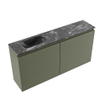 MONDIAZ TURE-DLUX Meuble WC 100 cm Army. Lavabo EDEN Lava position gauche. Sans trou de robinet. SW1103678