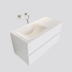 MONDIAZ VICA Ensemble de meuble salle de bain - 100cm - 2 tiroirs - lavabo Cloud gauche - 0 trous de robinet - solid surface talc SW409746