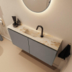 MONDIAZ TURE-DLUX Meuble toilette - 100cm - Smoke - EDEN - vasque Frappe - position centrale - 1 trou de robinet SW1103056