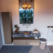 Mondiaz ALAN-DLUX Ensemble de meuble - 130cm - meuble Smoke mat - 2 tiroirs - Lavabo Cloud Lava suspendu - vasque Centre - 0 trous de robinet SW808256