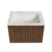 MONDIAZ KURVE-DLUX 60cm Meuble salle de bain - couleur Walnut - 1 tiroir - vasque CLOUD centre - 1 trou de robinet - couleur Ostra SW1137820