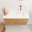 Mondiaz JOYA 70cm toiletmeubel - kleur Oak - Wastafel FAYE positie Rechts Zonder kraangat kleur Talc. SW1421114