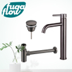 FugaFlow Eccelente Sobrado Slim Kit mitigeur lavabo - robinet rehaussé - bonde clic clac - siphon design - PVD Gunmetal SW1124183