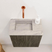 Mondiaz JOYA-DLUX 40cm toiletmeubel - kleur Shadow - Wastafel FAYE positie Links Zonder kraangat kleur Glace. SW1422725