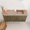 Mondiaz JOYA-DLUX Meuble de salle de bains 81,6 cm - arrondi gauche couleur Dusk - Vasque FAYE position Droite 1 trou de robinet couleur Arena. SW1425779