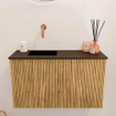Mondiaz JOYA 70cm toiletmeubel - kleur Oak - Wastafel FAYE positie Links Zonder kraangat kleur Urban. SW1421203