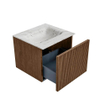 MONDIAZ KURVE-DLUX 50cm Meuble salle de bain - couleur Walnut - 1 tiroir - vasque GRUNNE centre - 1 trou de robinet - couleur Glace SW1137996