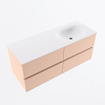 MONDIAZ VICA Ensemble meuble de salle de bains - 120cm - meuble bas rosee - 4 tiroirs - lavabo moon à droite - 1 trou de robinet - version haute 60cm - talc SW1080407