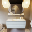 MONDIAZ VICA-DLUX Ensemble meuble de salle de bains - 120cm - meuble sous-vasque clay - 2 tiroirs - lavabo encastré cloud centré - 1 trou de robinet - version haute 60cm - glace SW1088169